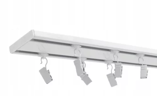 Șină de tavan dublă 250 cm, aluminiu alb