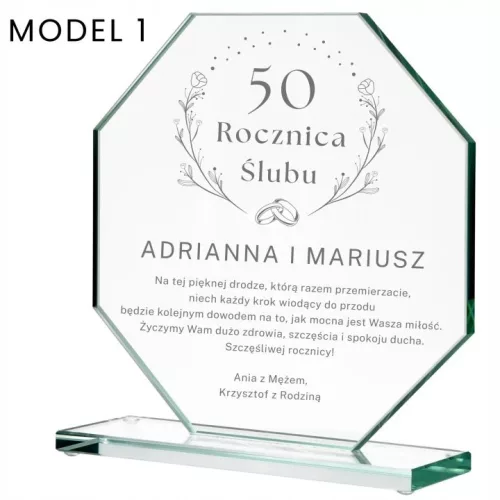 Statuetă de sticlă personalizată pentru aniversare 20 × 20 cm