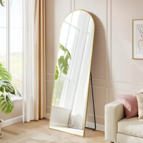 Oglindă cu arc Songmics 160 × 50 cm auriu pal