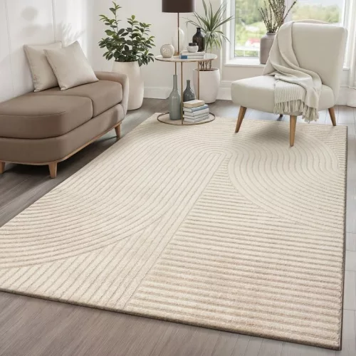 Covor bej the carpet Everest 140 × 200 cm cu model 3D