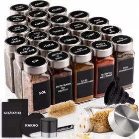   Koanni MX207 – 24 borcane din sticlă pentru condimente, 120 ml