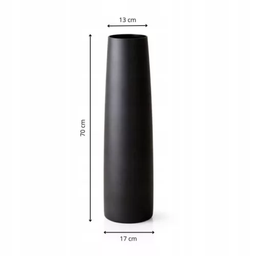Vaza de podea neagra mata Sano 70 cm din sticla
