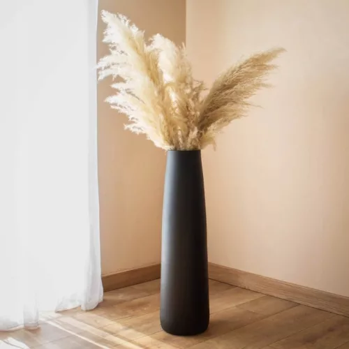 Vaza de podea neagra mata Sano 70 cm din sticla