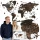Harta 3D a lumii din lemn Pinelini Wenge XL 130 × 72 cm