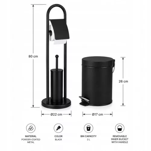 Set de toaletă negru din trei piese BLUBERG BB-1921