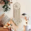 Macrame de perete bej cu franjuri 30 cm