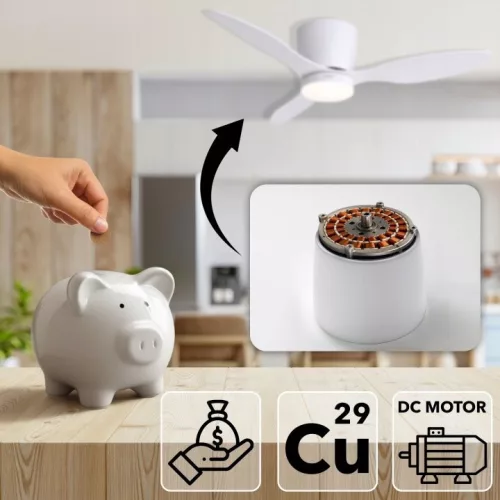 Ventilator de tavan alb EBERG ARX cu lumina LED, 106 cm