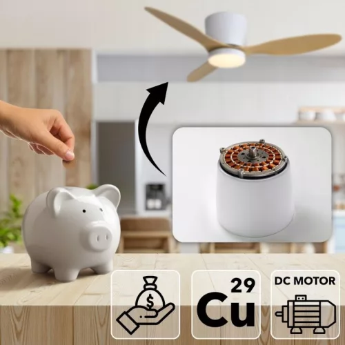 Ventilator de tavan EBERG ARX cu lumina LED, 106 cm, lemn natural