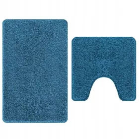   Set de 2 covorașe de baie albastre VidaXL 50 × 50 și 60 × 90 cm