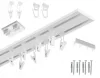 Galerie de tavan cu două șine, alb, 300 cm din aluminiu