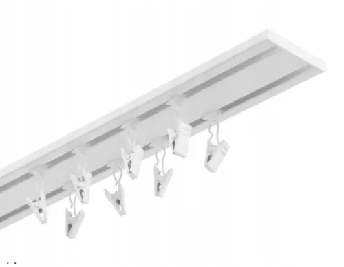 Galerie de tavan cu două șine, alb, 300 cm din aluminiu