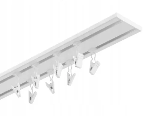 Galerie de tavan cu două șine, alb, 300 cm din aluminiu