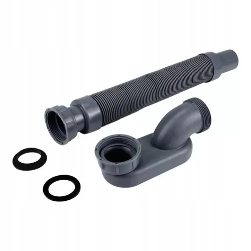 Sifon pentru cadă joasă Tycner 3019/K cu dop cromat clic-clac și scurgere flexibilă