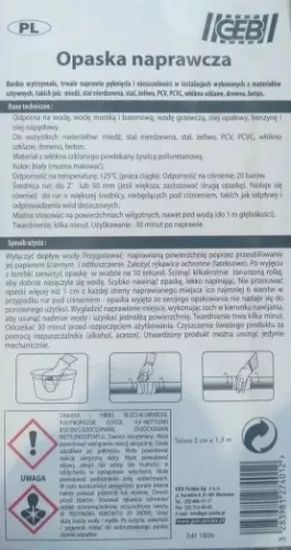 Pansament reparator GEB pentru teava 1,5 m × 5 cm, 2 bucati