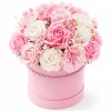 Cutie de flori alb-roz cu 22 de flori din săpun, 27 cm