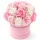 Cutie de flori alb-roz cu 22 de flori din săpun, 27 cm