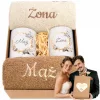 Set cadou de nuntă cu 2 prosoape și 2 căni