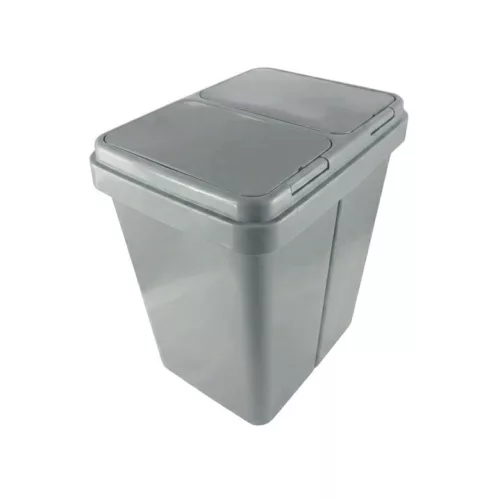 Coș de gunoi Krywałd-Katex gri cu două camere pentru sortare 50 l