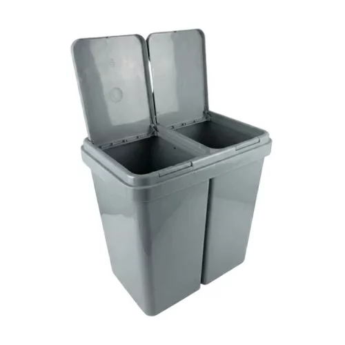 Coș de gunoi Krywałd-Katex gri cu două camere pentru sortare 50 l