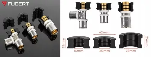 Clești de presare Fugert FUG-0114 pentru PEX cu 6 inserții TH/U și carcasă