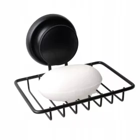 Sapuniera neagra Yoka Home Gavi cu ventuza