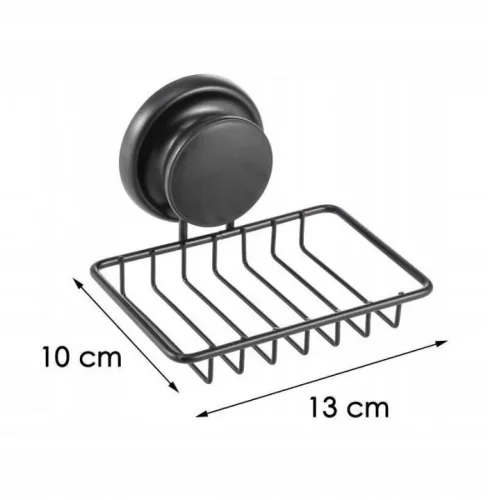 Sapuniera neagra Yoka Home Gavi cu ventuza