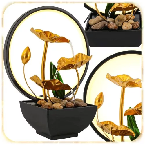 Fântână de masă WJ27 cu frunze de lotus și LED 28 cm
