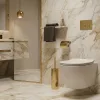 Perie de toaletă de sine stătătoare Rea B106 Gold cu carcasă