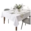 Față de masă albă Hanah 140 × 280 cm cu margine decorativă