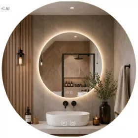 Oglinda rotunda LED TODOMI 80 cm cu incalzire