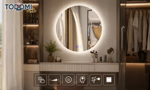 Oglinda rotunda LED TODOMI 80 cm cu incalzire