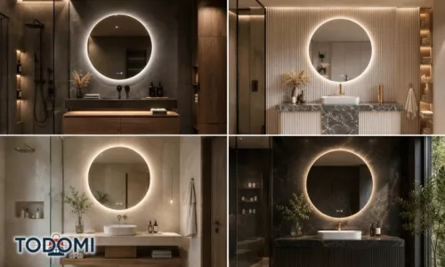 Oglinda rotunda LED TODOMI 80 cm cu incalzire