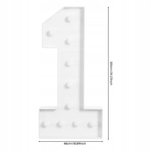 Numar 1 iluminat cu 10 LED-uri, inaltime 100 cm