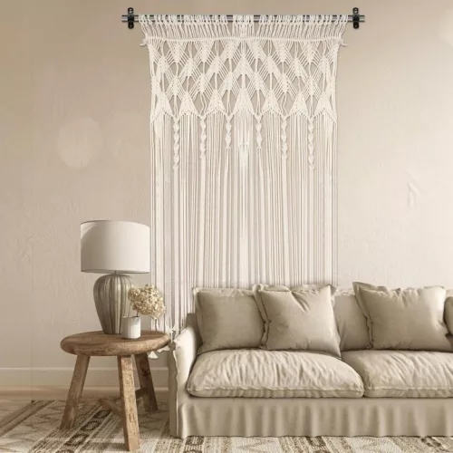 Perdeau macrame din bumbac țesut manual în stil boho