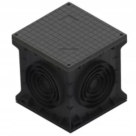   Cameră de inspecție VODALAND BASE 400 × 400 × 400 mm cu capac complet, negru