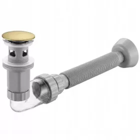   Sifon pentru chiuvetă Rea Flow REA-A9496 cu dop click-clac, auriu periat