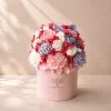 Cutie parfumată roz cu flori din ceară de soia, mărimea MIDI