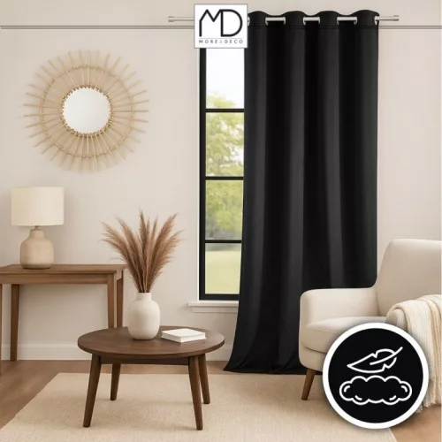 Perdea din catifea neagră More&Deco 140 × 250 cm cu inele