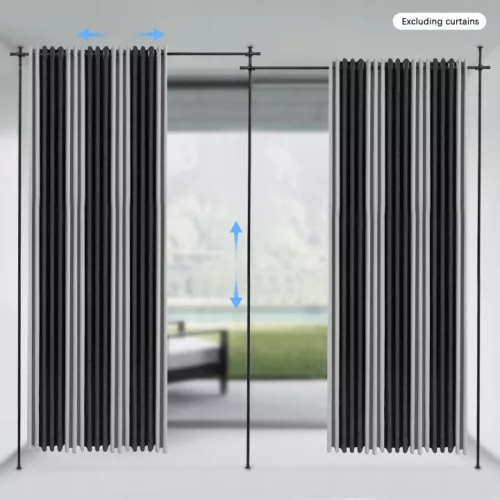 Suport negru pentru perdele 122–305 cm cu tije reglabile