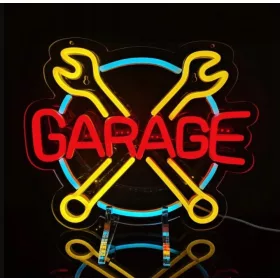 Semn LED GARAGE cu chei 31,5 × 27 cm pe USB