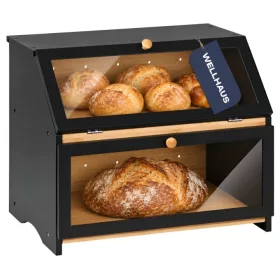   Wellhaus coș de pâine cu două niveluri, cu ferestre, 39 × 24 × 32 cm