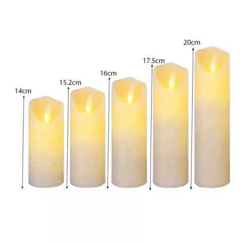Set de 5 lumânări LED cu efect de flacără și telecomandă
