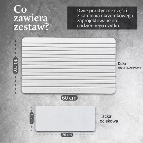 Covoraș de baie diatomit 60 × 40 cm cu tavă