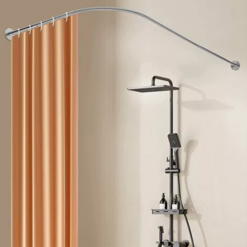 Tija de duș de colț în formă de L 70–90 × 100–150 cm argintiu