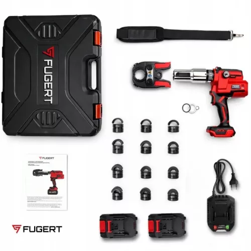 Presă de baterii Fugert FUG-0242 cu 2 baterii 20 V 4 Ah și fălci U/TH/V