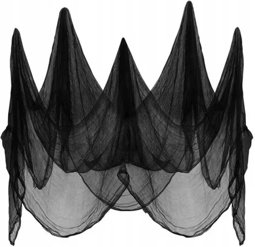 Două fețe de masă negre din plasă Korbi pentru Halloween, 200 × 250 cm