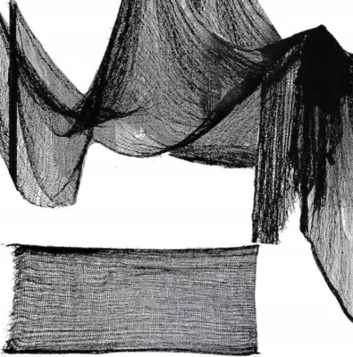 Două fețe de masă negre din plasă Korbi pentru Halloween, 200 × 250 cm