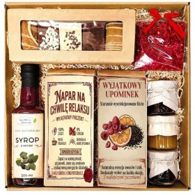 Coș cadou Spichlerz Zdrowia cu ceai și sirop de aronia