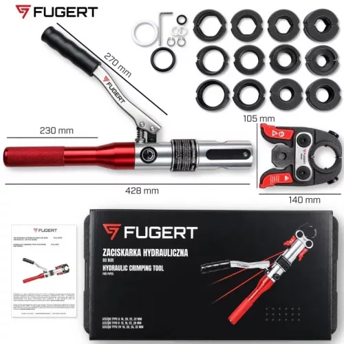 Presă hidraulică manuală Fugert FUG-0272, 98,1 kN, 12 perechi de inserții U/TH/V