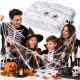Șapte pachete de pânză de păianjen decorativă albă PartyDeco, câte 60 g